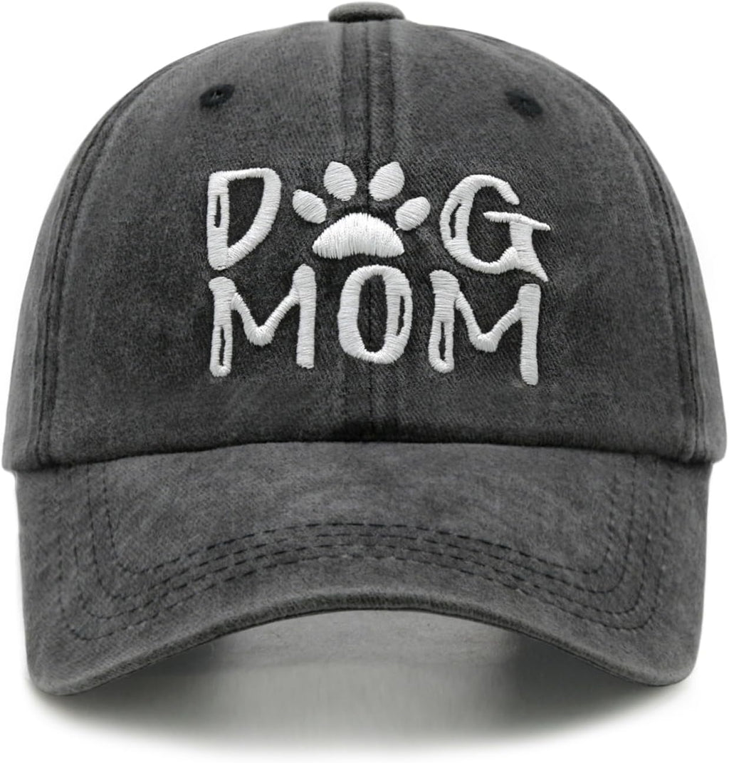 Women'S Embroidered Dog Mom Hat Adjustable Denim Baseball Cap