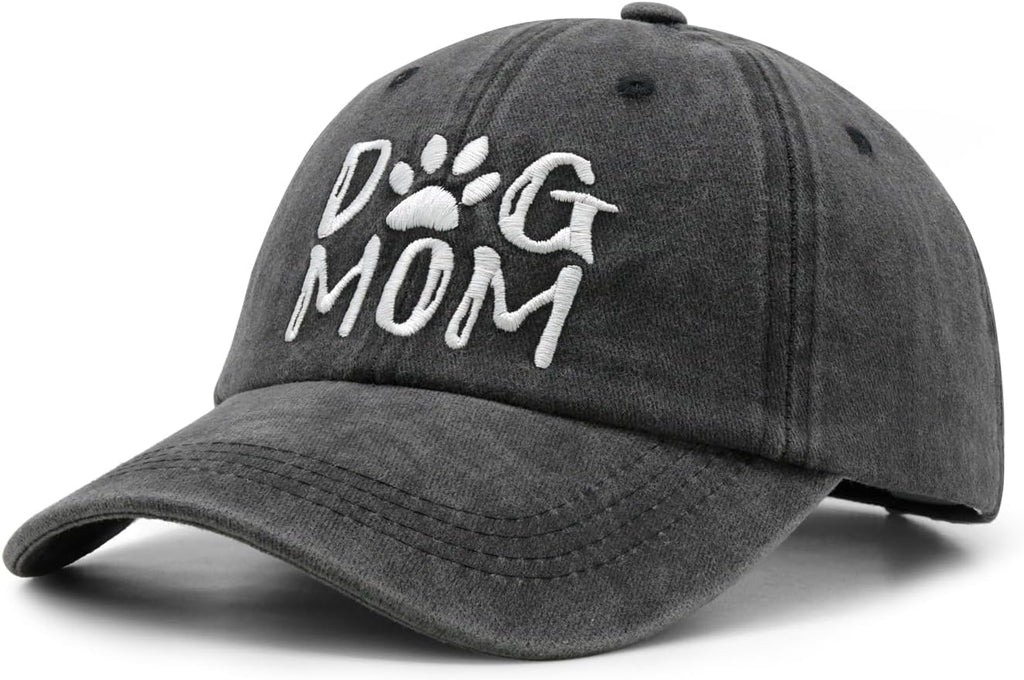 Women'S Embroidered Dog Mom Hat Adjustable Denim Baseball Cap